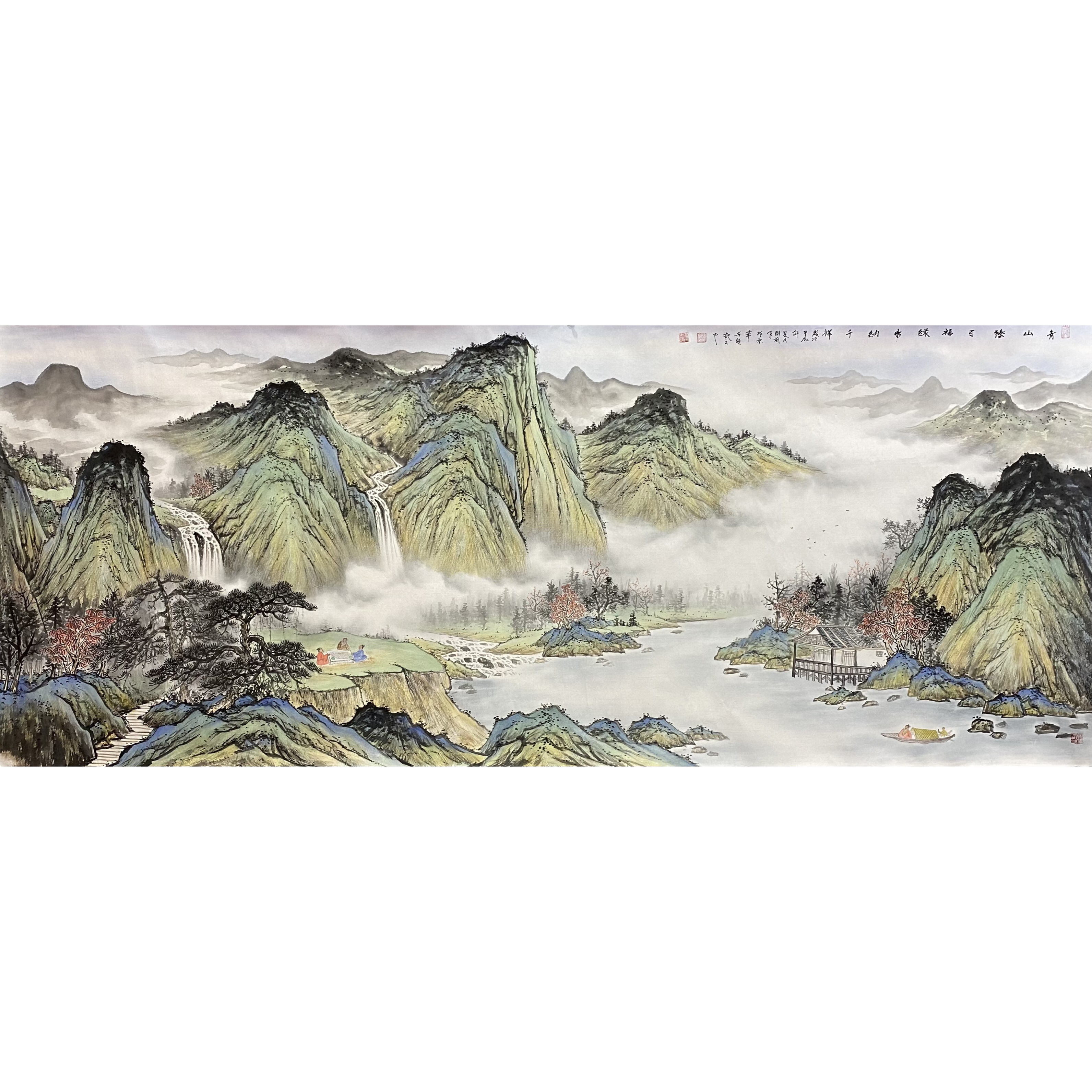 【聚优书画院】黄开前纯手绘八尺仿古山水办公室西墙客厅字画