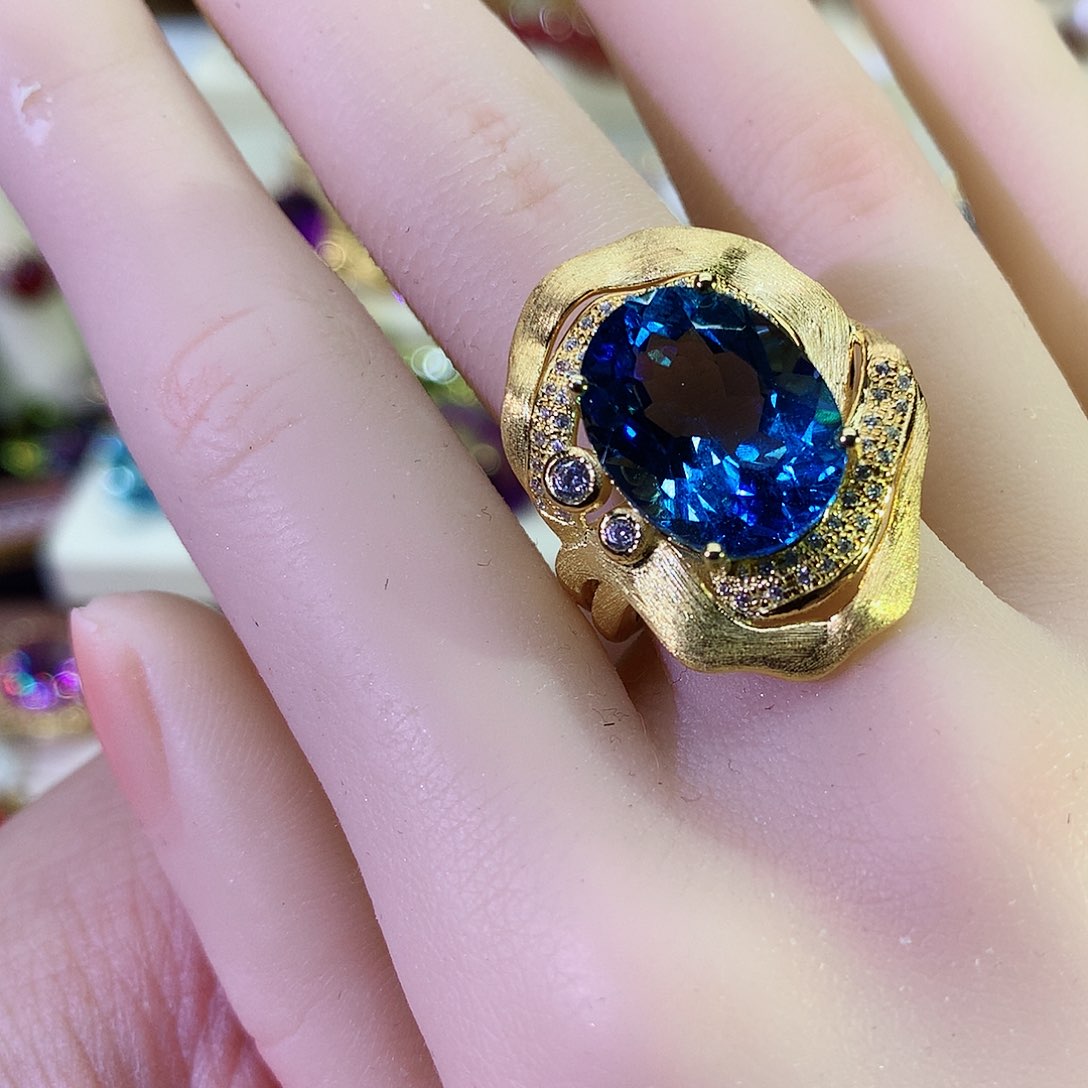 托帕石戒指银S925镶嵌