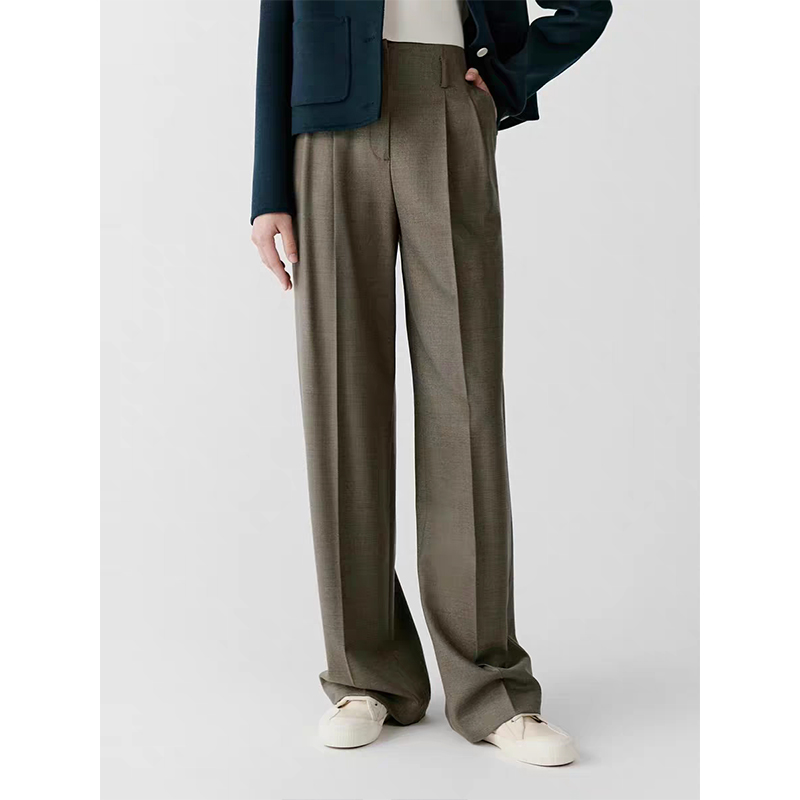 DRH原单非世面货！"小禾"羊毛斜纹弹力花呢阔腿裤 T854