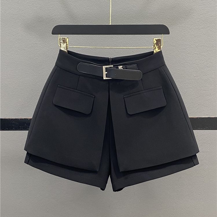 2025春秋夏新款女装假两件裙裤设计感外穿高腰阔腿西装A字工装裤