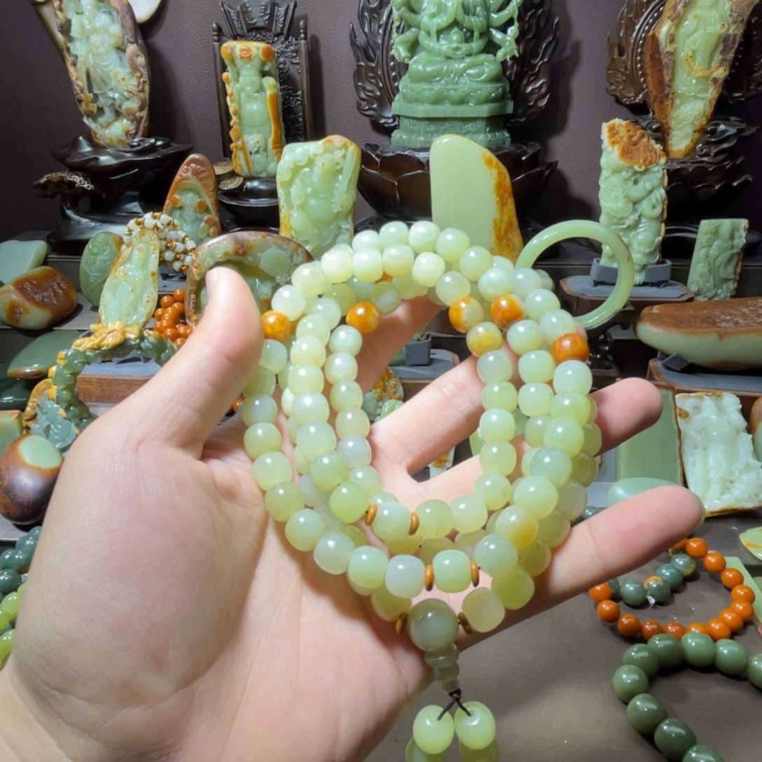 透闪石质玉108未镶嵌