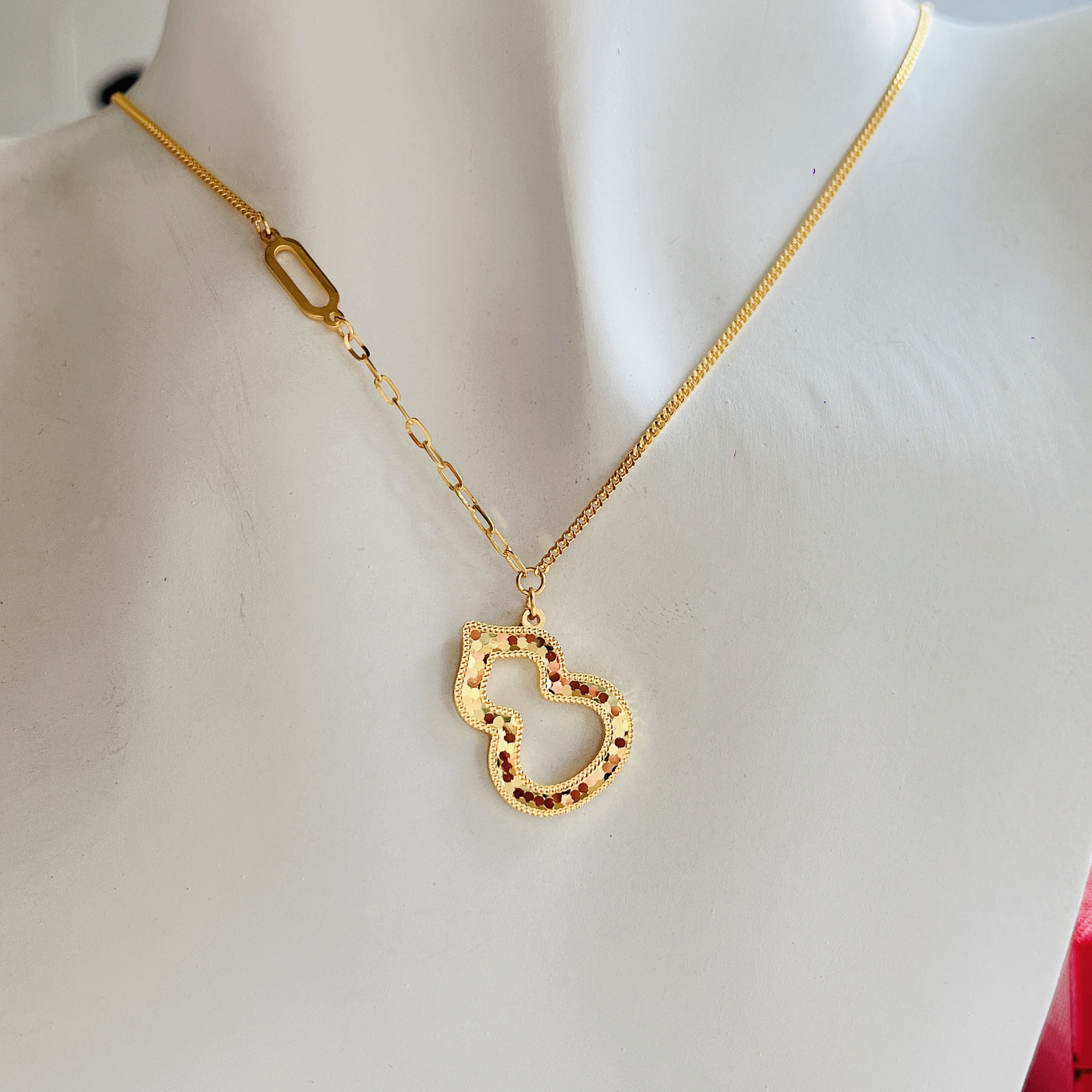 足金999双面鱼鳞蝴蝶龙鳞套链ins时尚