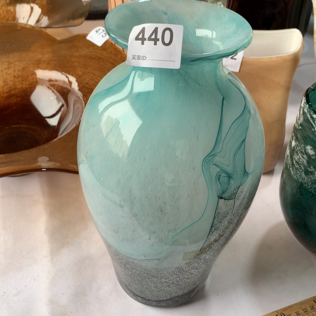 手工古法琉璃花器，高31口6厘米