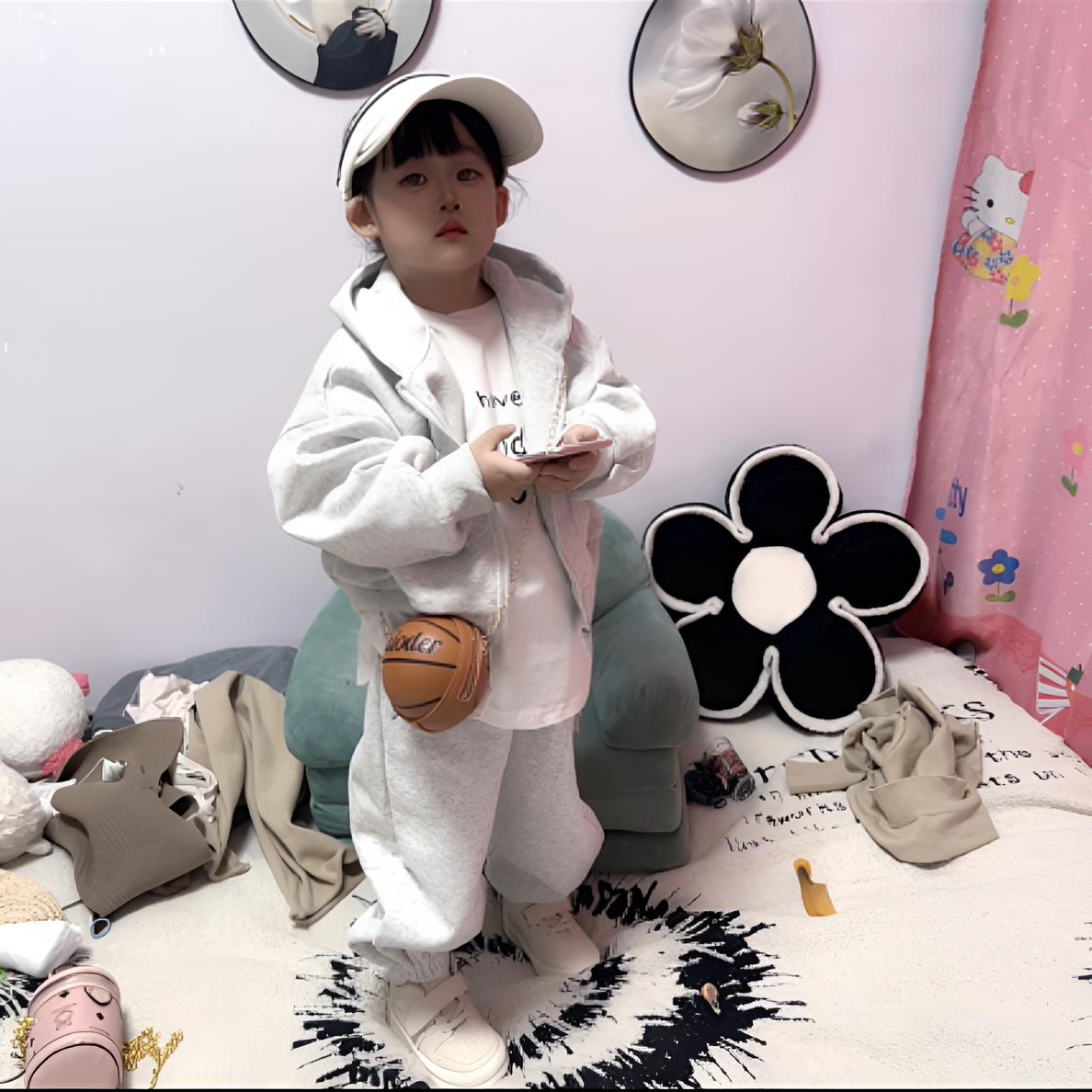 新款洋气网红女孩卫衣卫裤两件套儿童春装