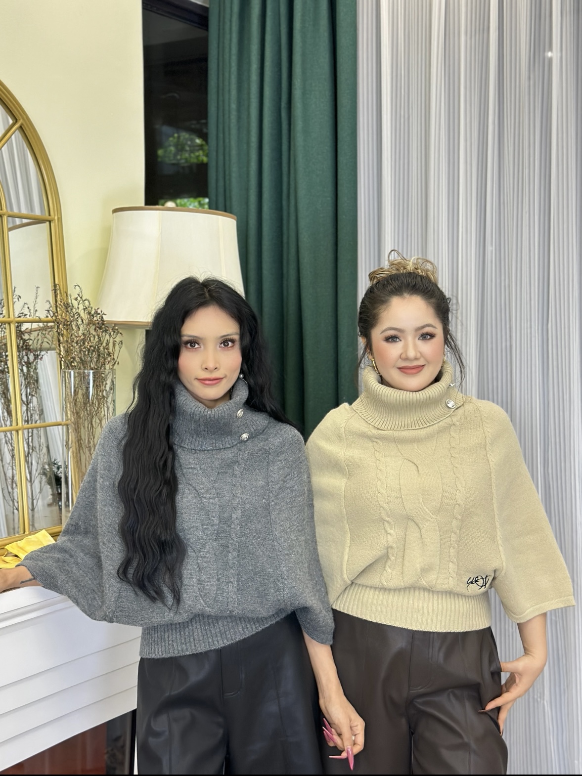 A&N   【午茶小调】秋季针织套头斗篷毛衣女秋冬宽松高领打底针织衫
