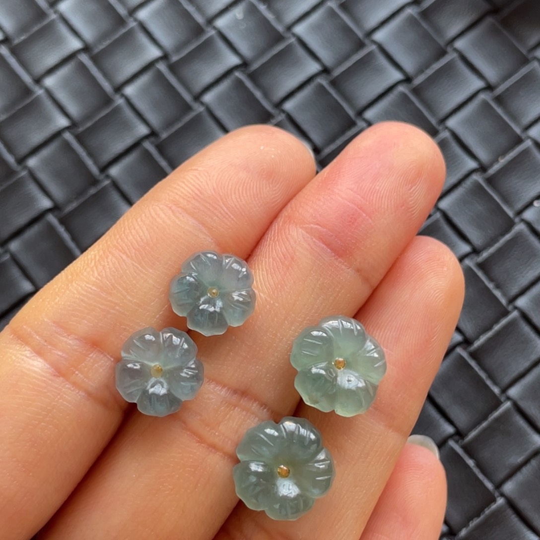 翡翠耳饰银S925镶嵌危花