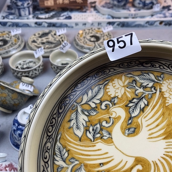 荷***蜢瓷片手工手绘手工制作