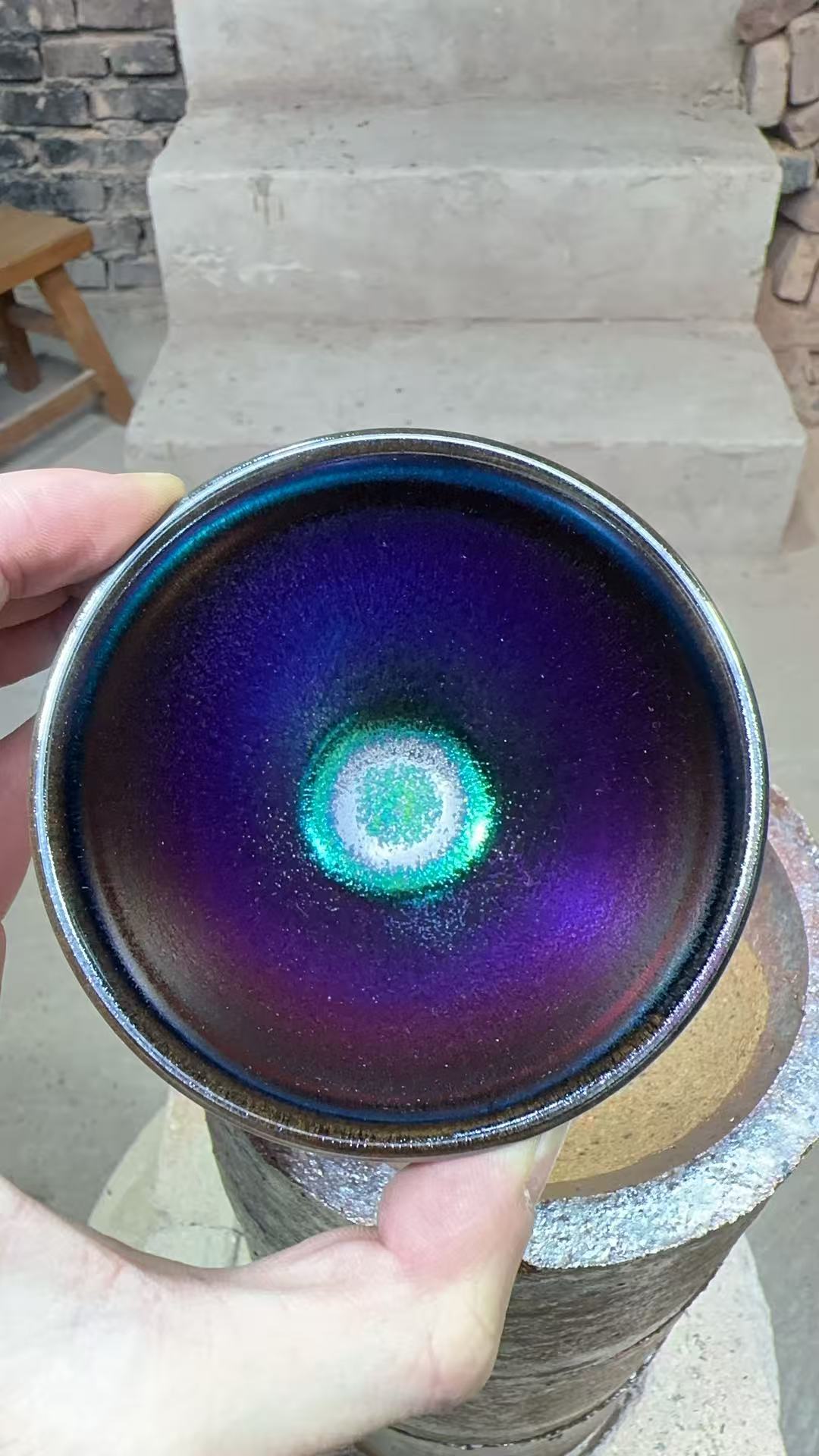 建窑建盏 彩麒麟 茶器主人杯礼盒装带溯源证书   电烧 