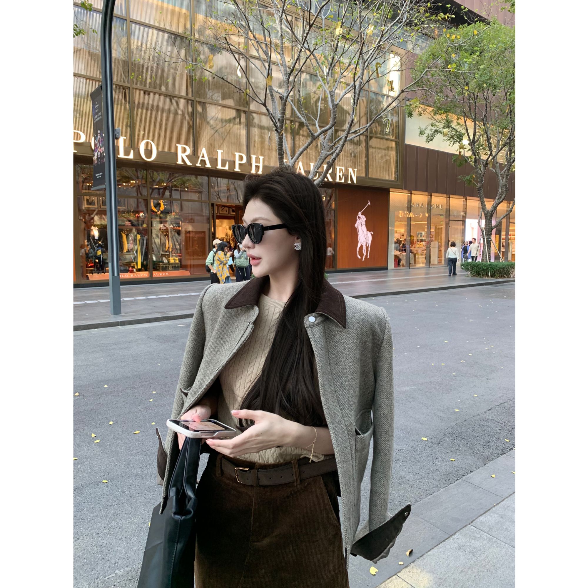 JINY | “飞行日记"【100绵羊毛】夹棉撞色夹克毛呢外套女 MAW22063