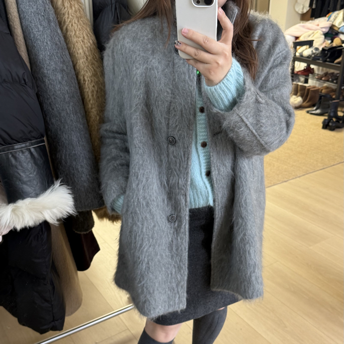 THESE DAY/老杨强推灰色大衣/薄荷蓝开衫/灰半裙（No退No换）