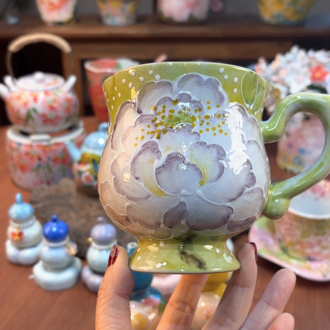 瓷片景德镇手绘高温釉下彩陶瓷茶具