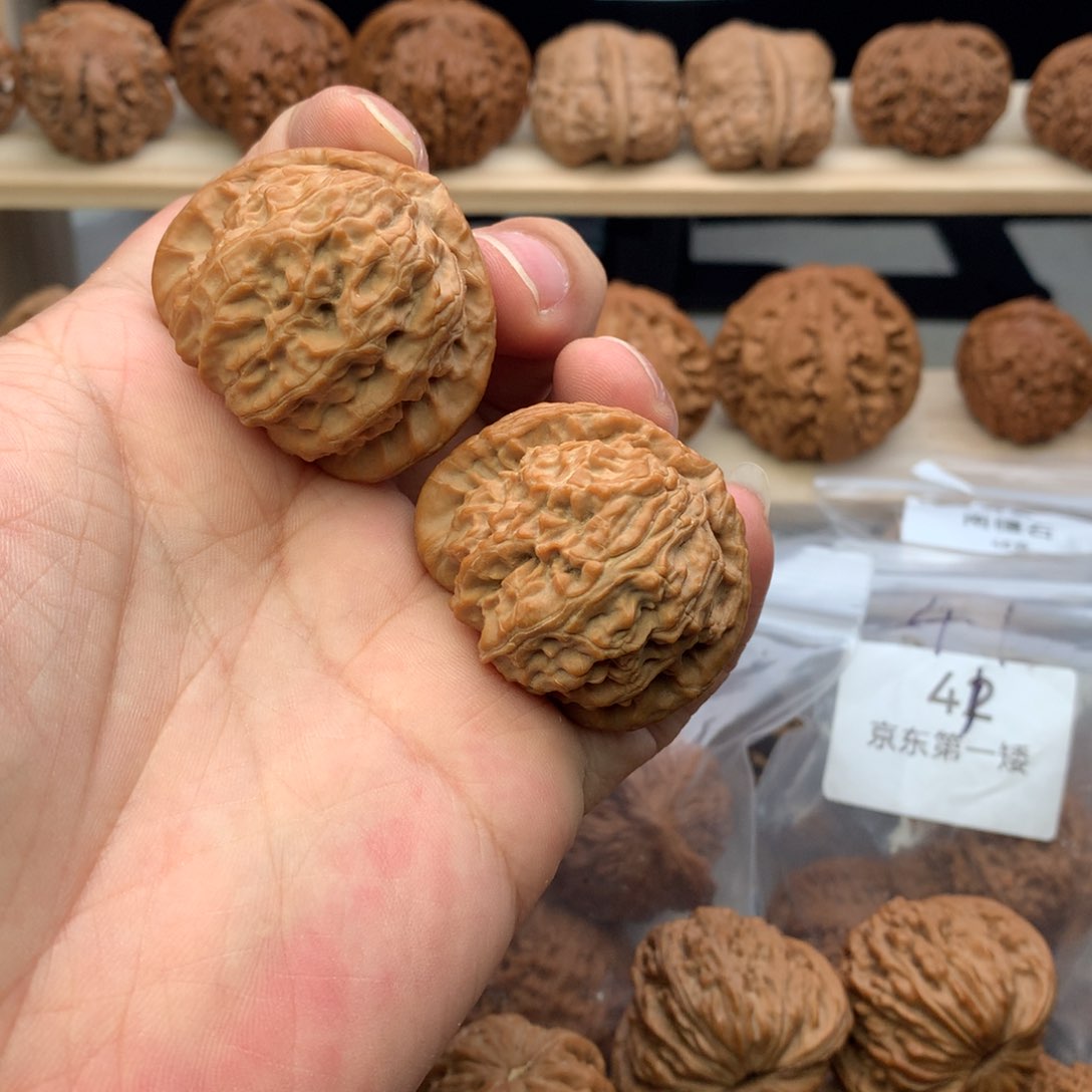 文玩核桃把件40尺全品无修白狮子