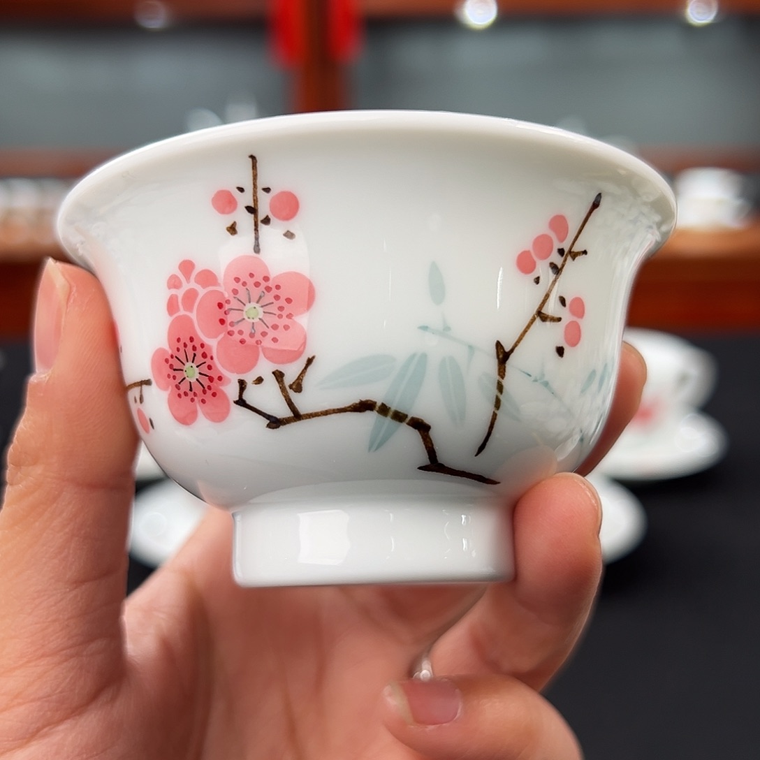 翠竹红梅压手杯杯