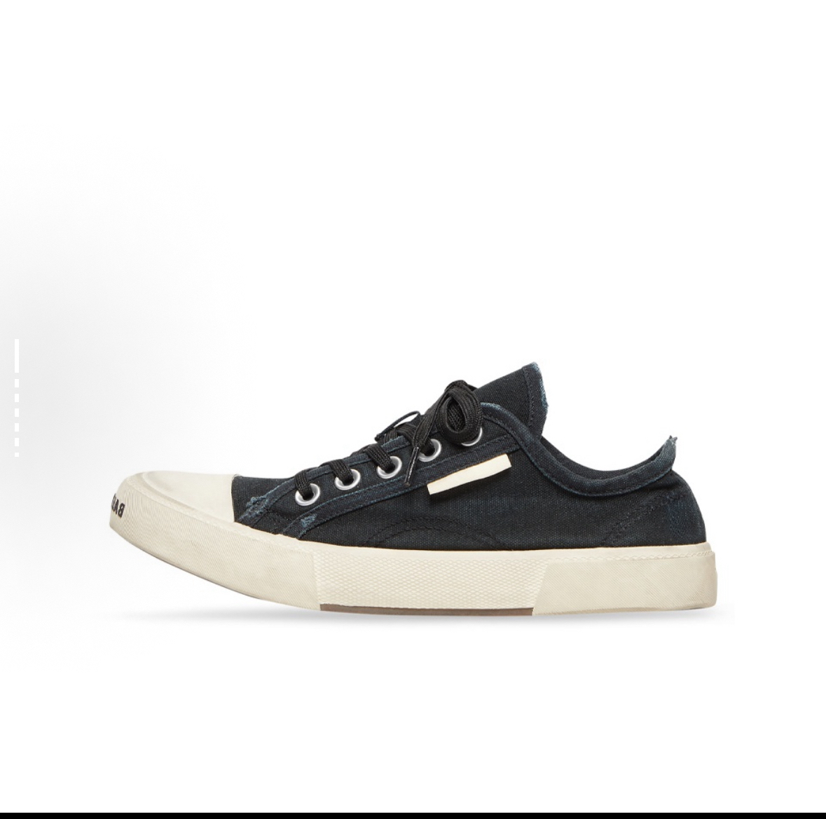 未使用 Balenciaga/巴黎世家 巴黎世家 黑色帆布做旧板鞋