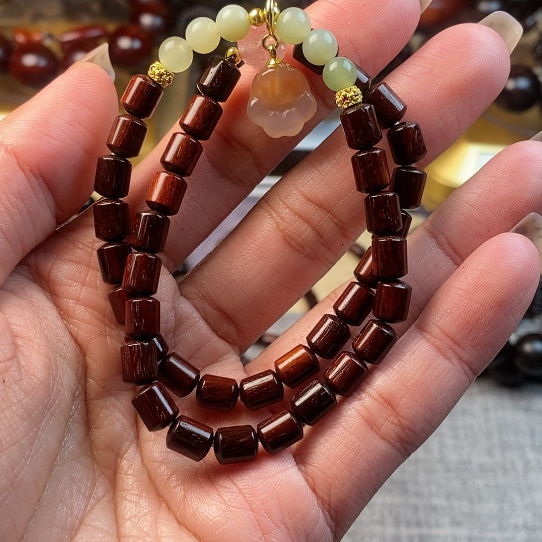 檀香紫檀（小叶紫檀）5*6桶珠双圈