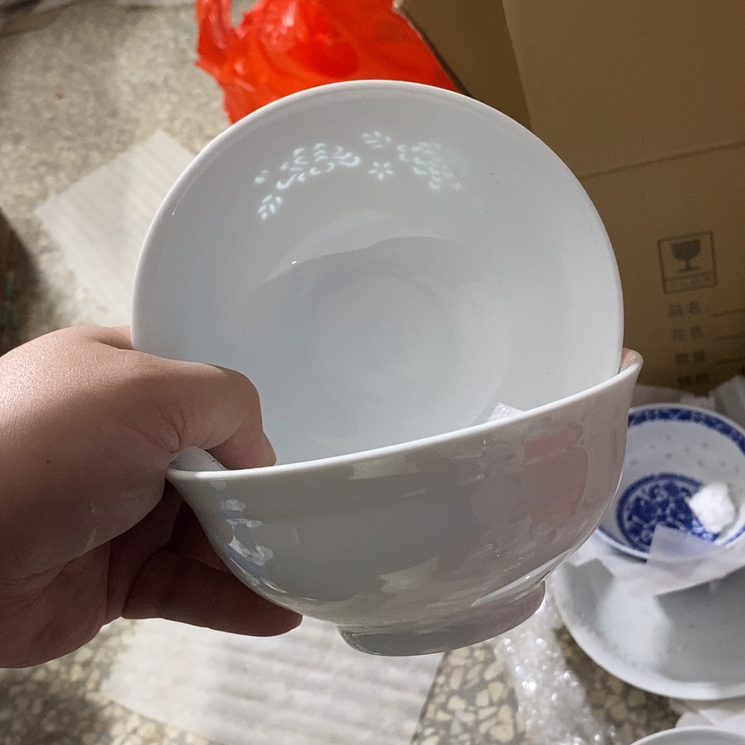 摆件瓷5寸高温玲珑瓷碗2支