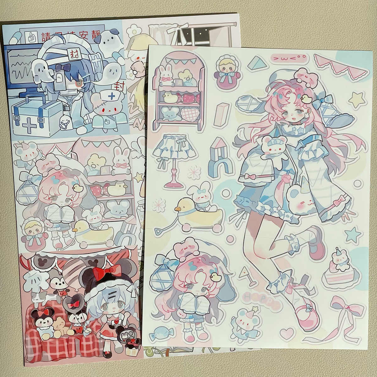 小也手帐&银河|原创人物贴纸可爱咕卡咕本手机壳手账素材防水贴纸