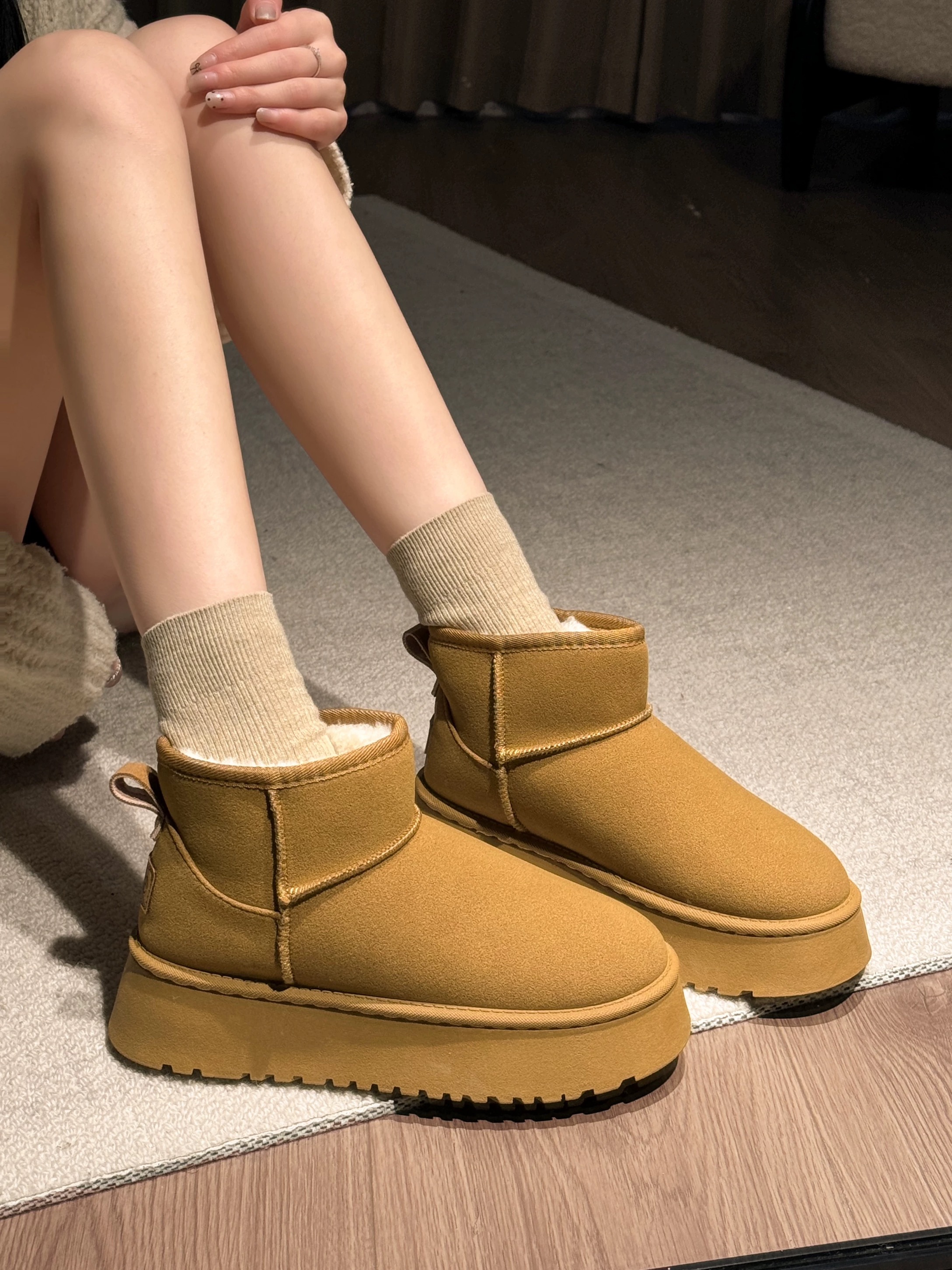 【新疆包邮】X7 厚底加绒冬季保暖雪地棉休闲防滑短靴