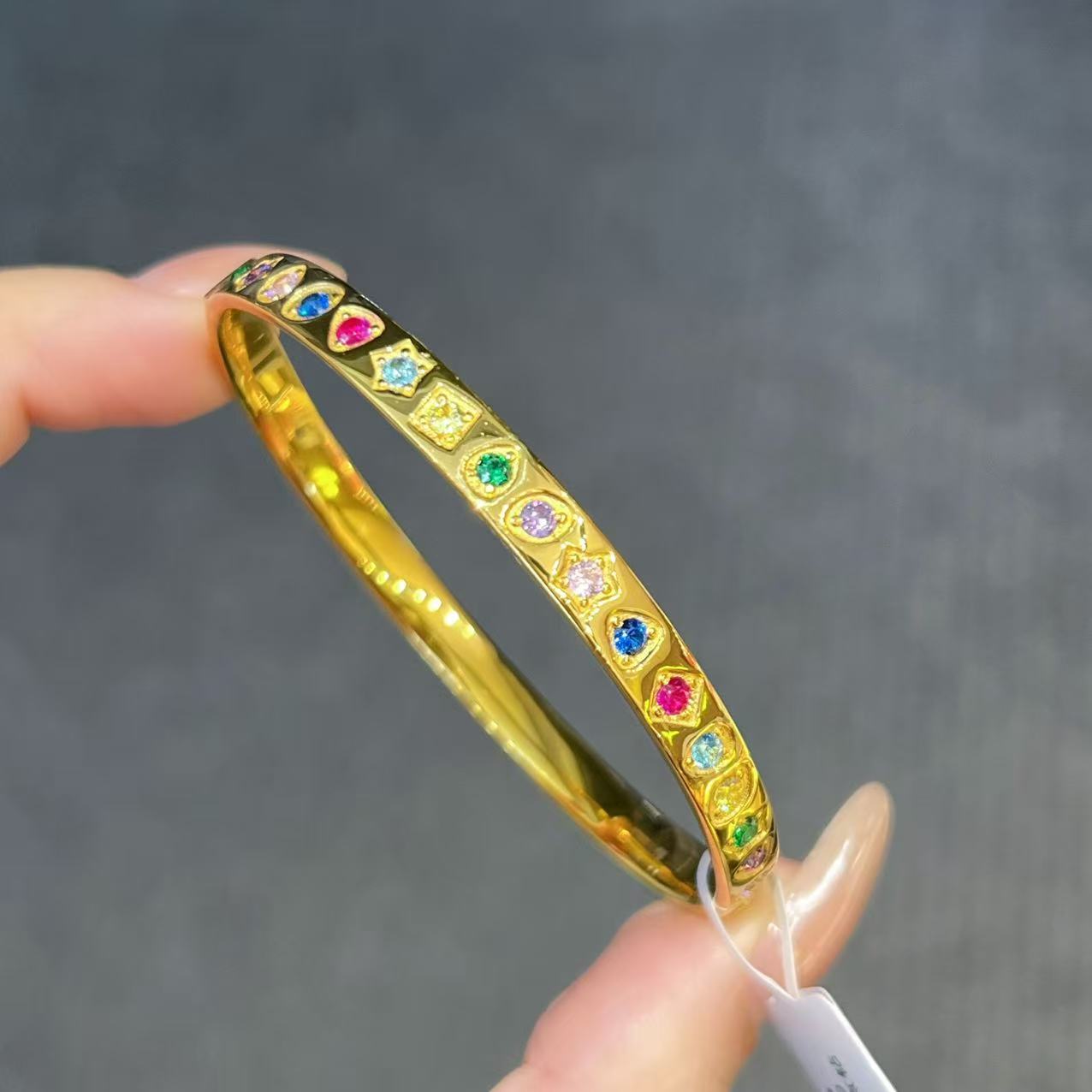 【新美源】足金999 镶嵌工艺 糖果卡扣镯（附加413）