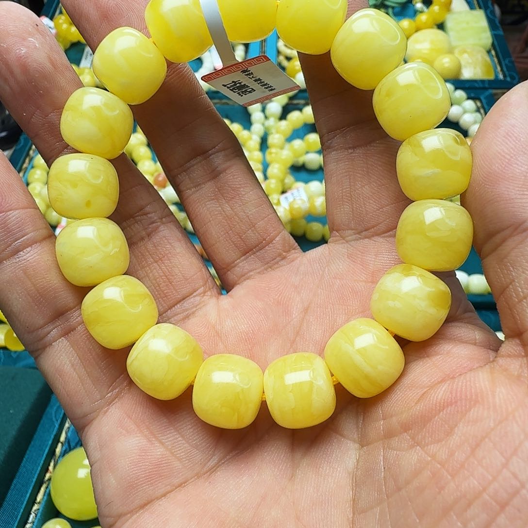 蜜蜡珠宝奇石未镶嵌焦皮同料橘黄虎皮13m老型单圈