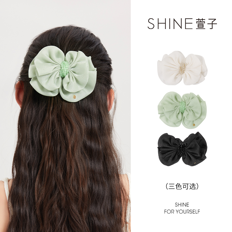 SHINE优雅尖嘴夹皱褶网纱设计温柔婉约慵懒随性氛围感