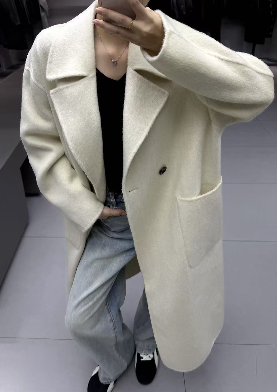 【绵羊毛 牦牛绒 桑蚕丝】简约高级感双面呢男士大衣N85218