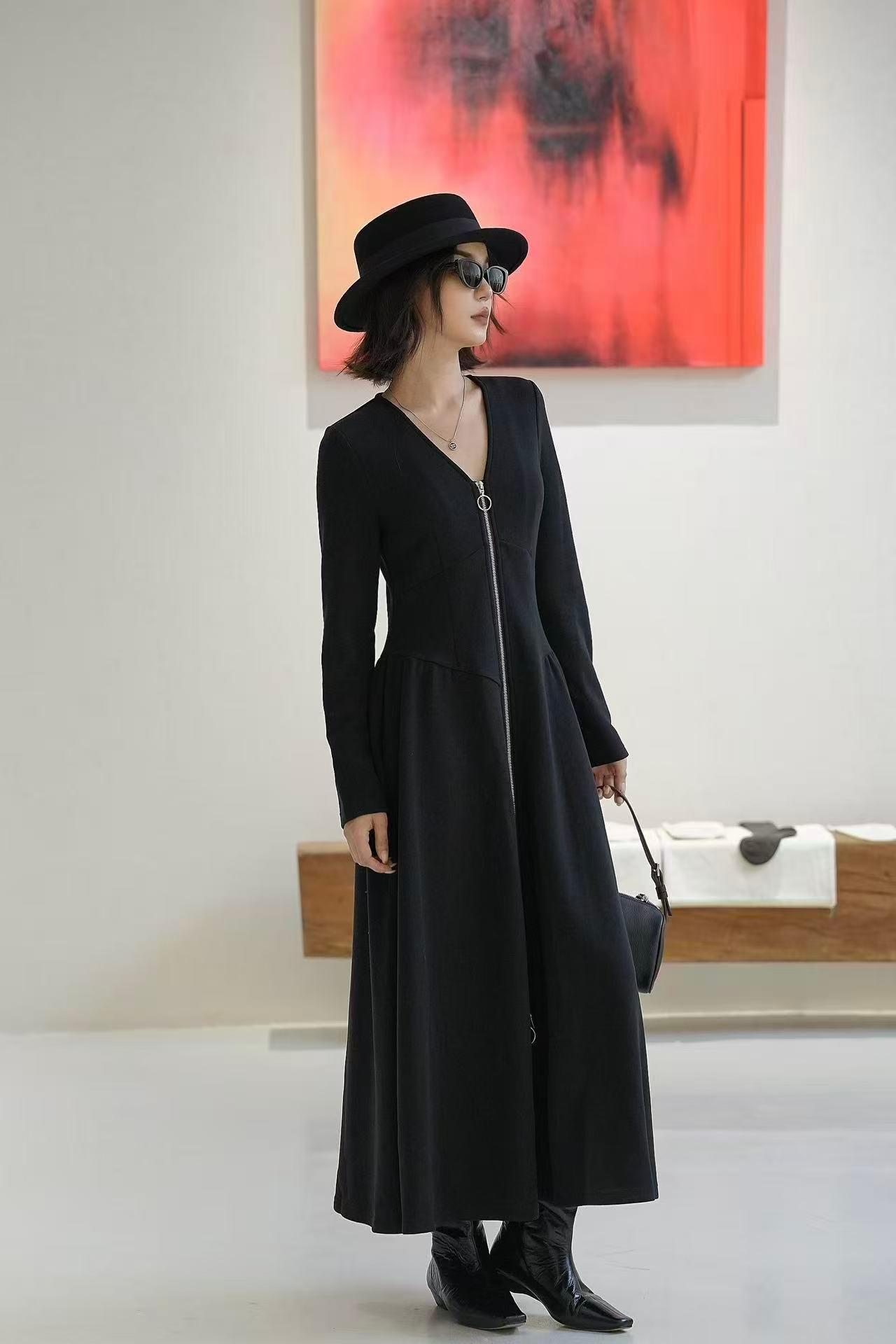 杨杨 MI2-E3246法式轻奢设计感拉链连衣裙