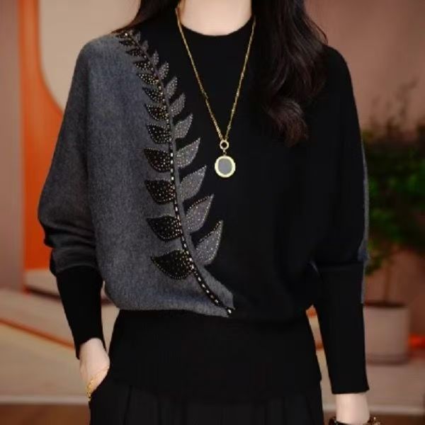 【烫钻】604印花德绒打底衫中老年妈妈装网红爆款长袖清仓