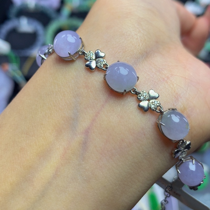 翡翠手链银S925镶嵌翡翠