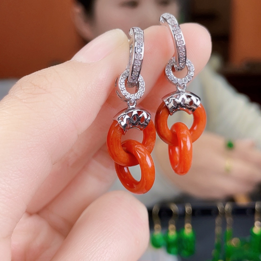 翡翠未镶嵌耳饰饰品