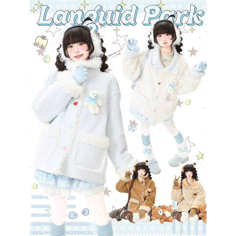 蓝鬼公园Languid Park 外套女冬季中长款翻领一体大衣