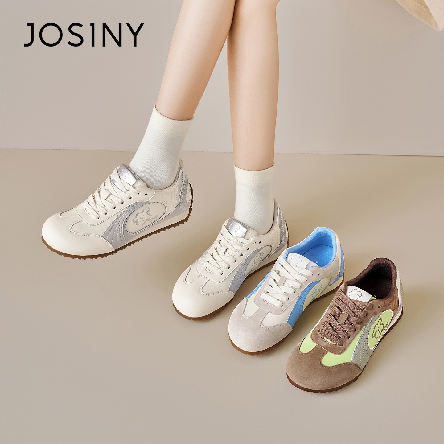 卓诗尼潦草小狗内增高休闲德训鞋女2026春季新款百搭小白鞋阿甘鞋