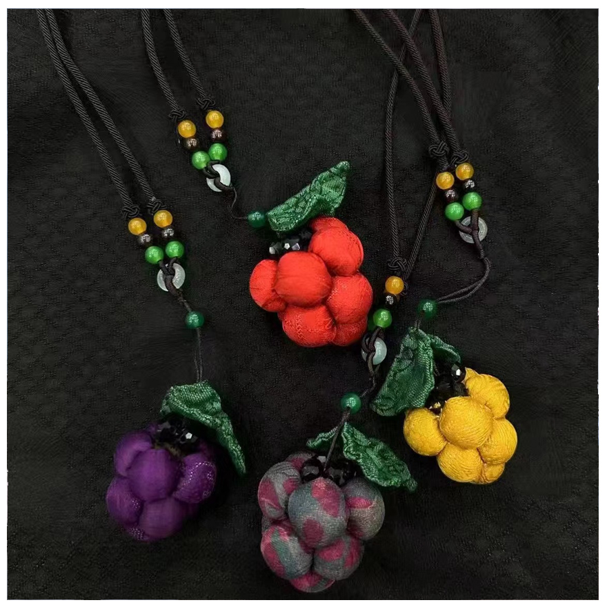  【DJ轻奢】真丝宋锦手工布艺礼品葡萄挂件装饰