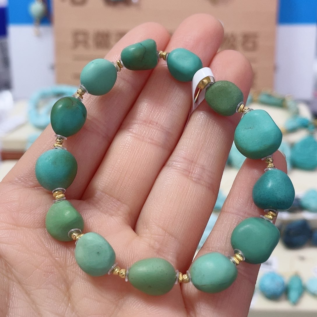 绿松石珠宝奇石18K金镶嵌