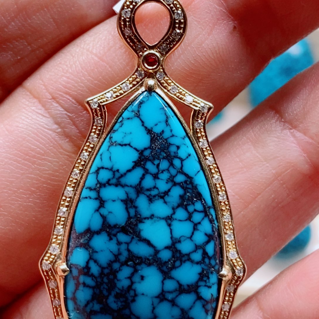 18K金镶嵌绿松石绿松石