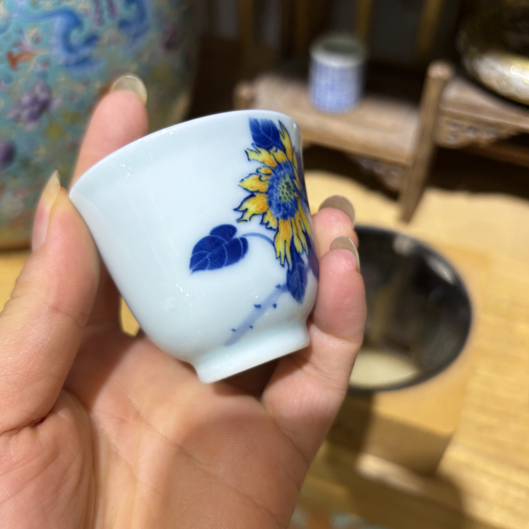 釉下彩品茗杯家用主人杯复古单杯