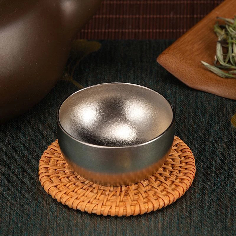 结晶纯钛品茗杯40ML纯钛双层隔热