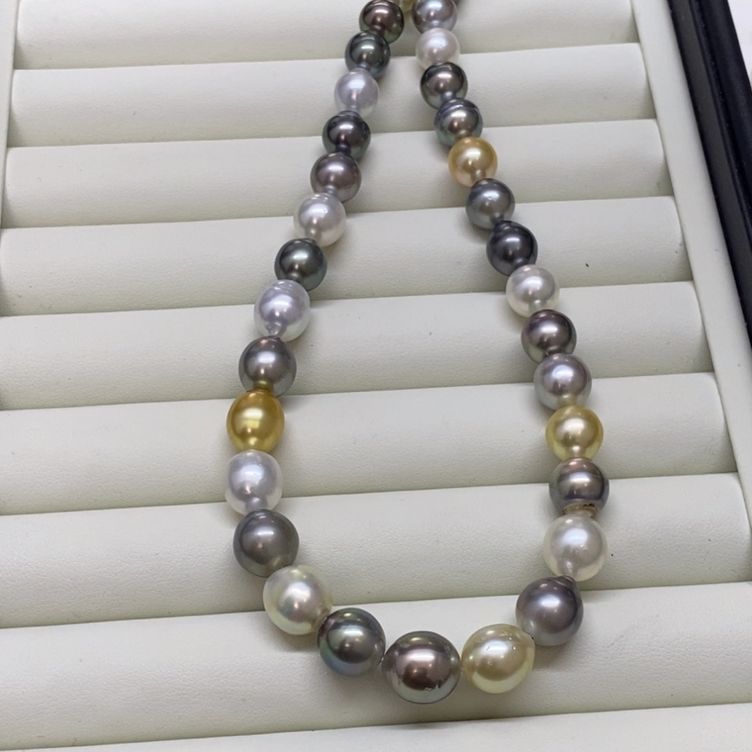 颈饰银S925镶嵌海水珍珠三兄弟9-11mm