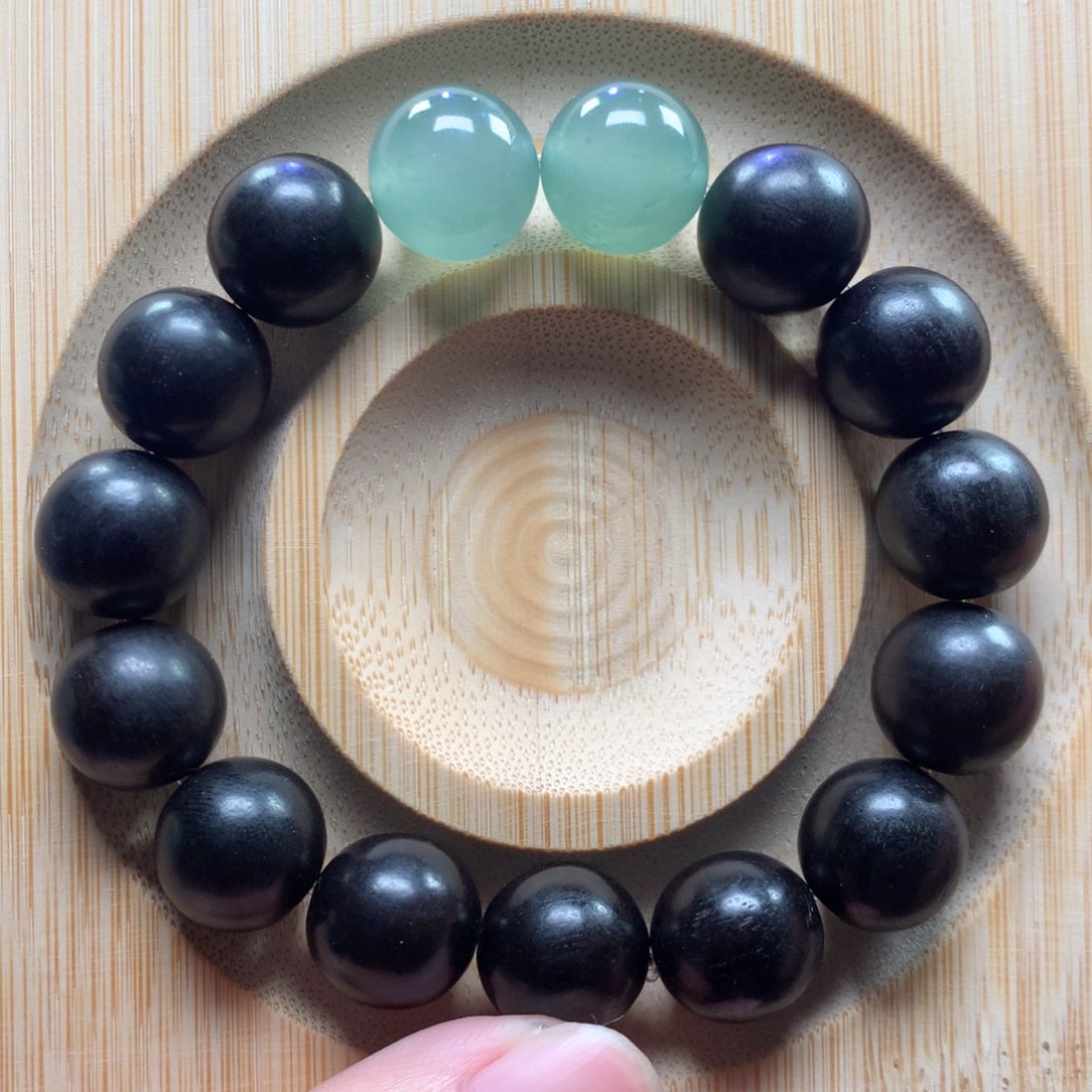 翡翠未镶嵌手链湖水绿12mm