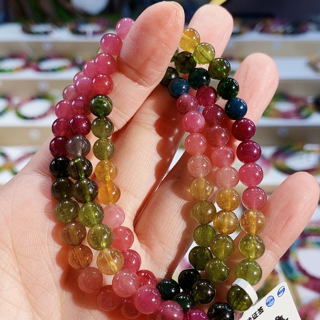 碧玺手链未镶嵌G2485三圈颜色微差