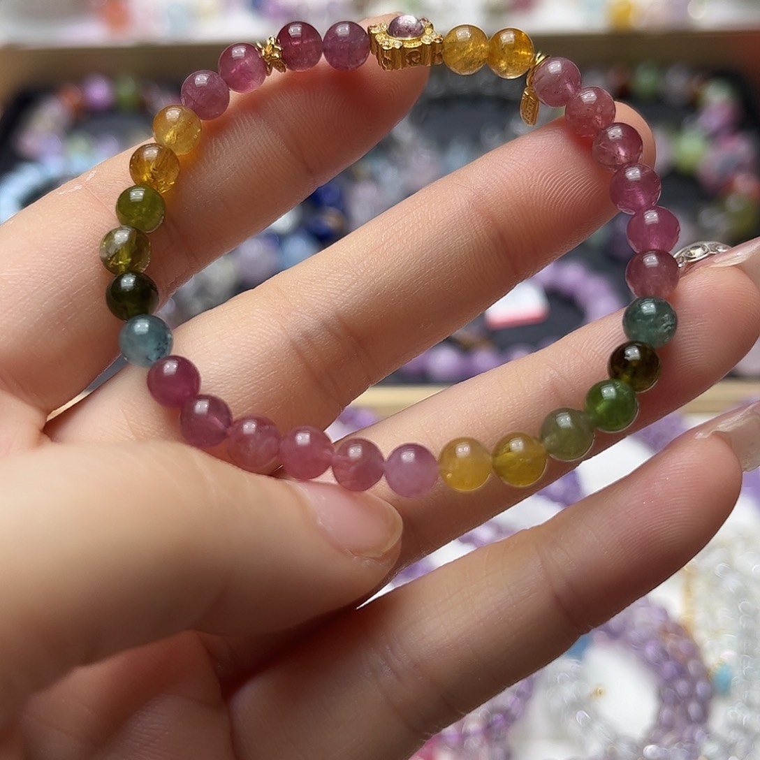 水晶手链合金碧玺手链