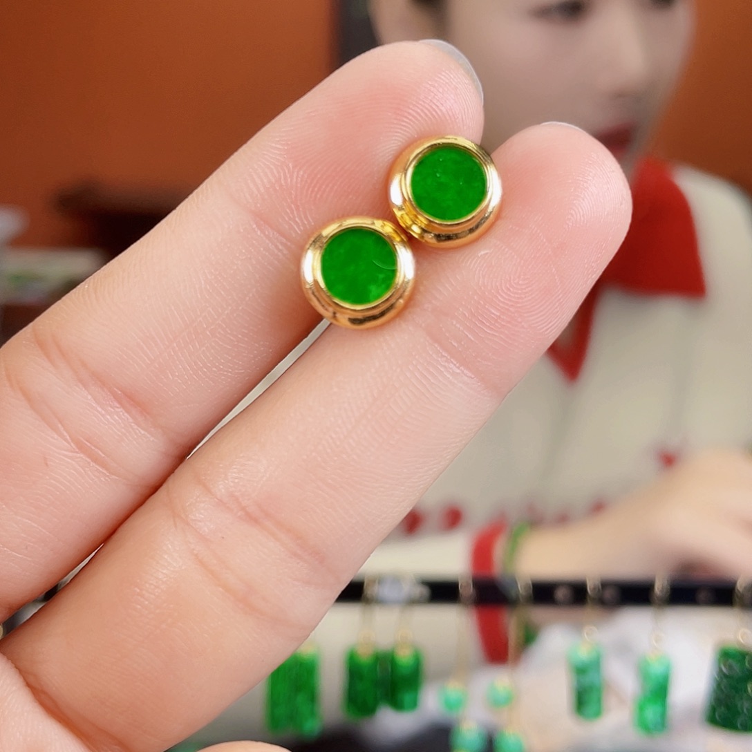 翡翠银S925镶嵌耳饰