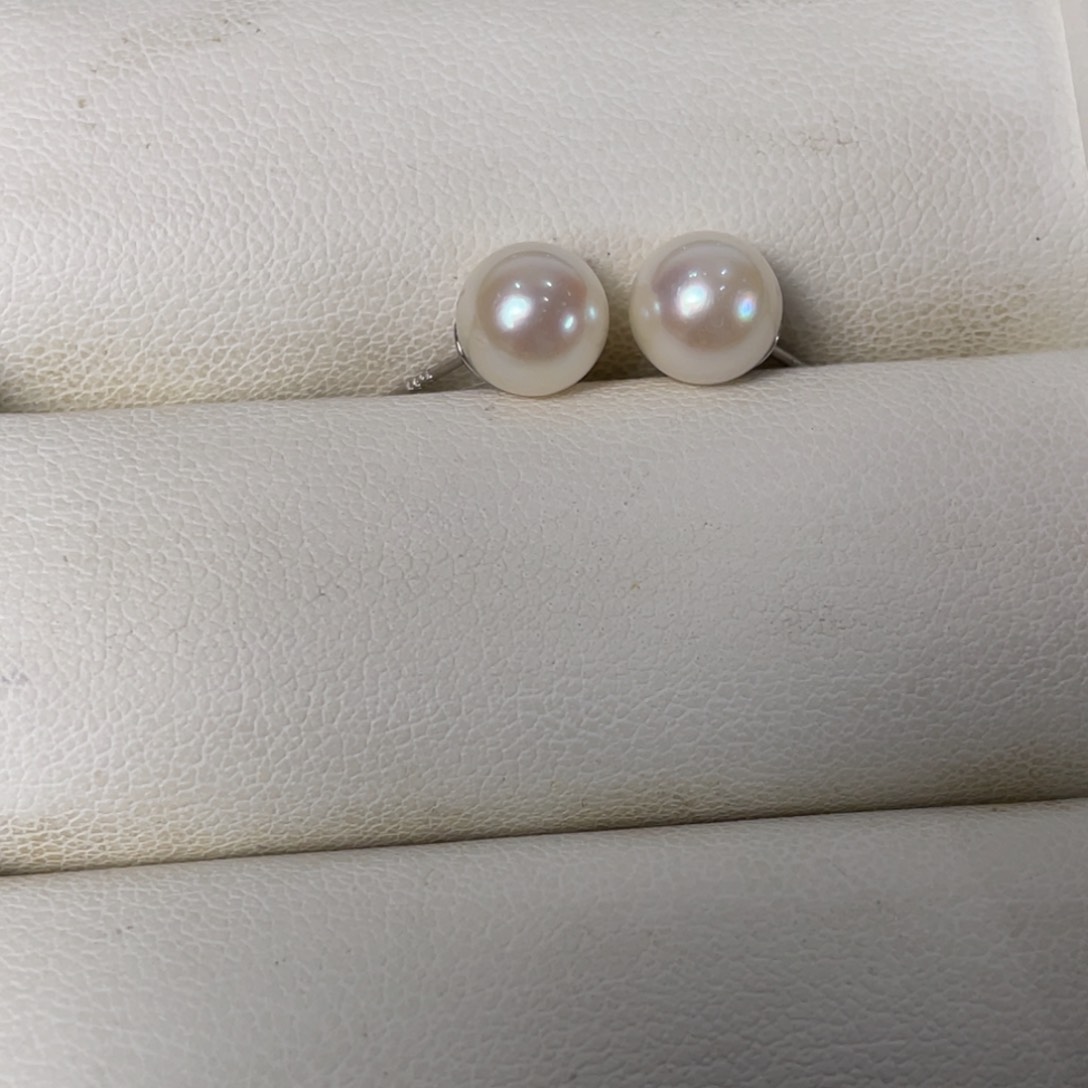 海水珍珠耳饰银S925镶嵌