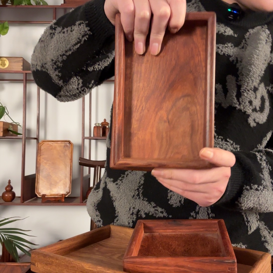 水***画木微凹黄檀小文盘