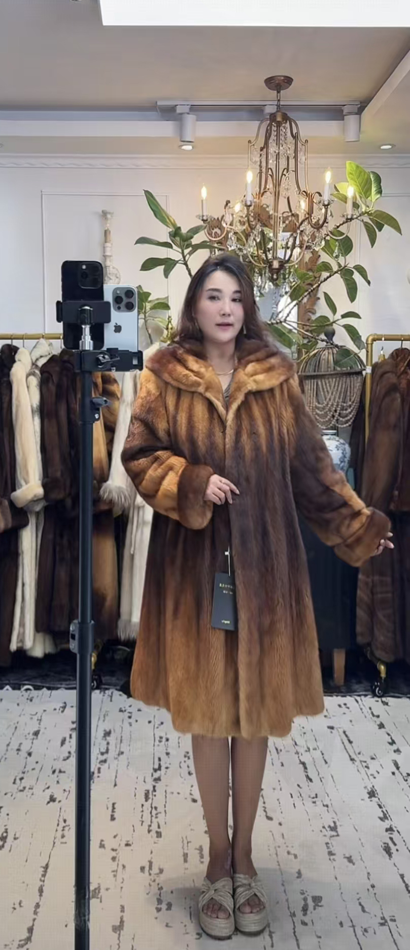 11.18 黄金色 貂皮大衣  中古皮草
