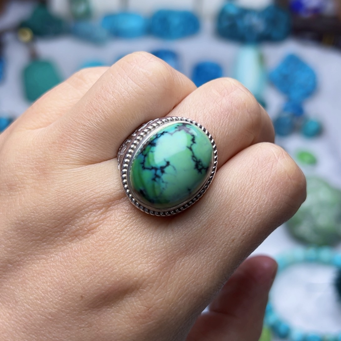 绿松石珠宝奇石银S925镶嵌