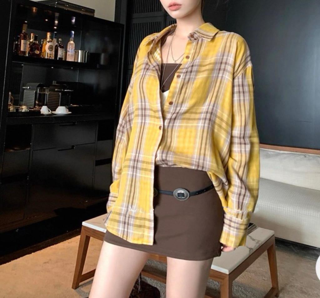 【双面格】陈思思高级感美式外套宽松慵懒薄款防晒百搭衬衣夏季