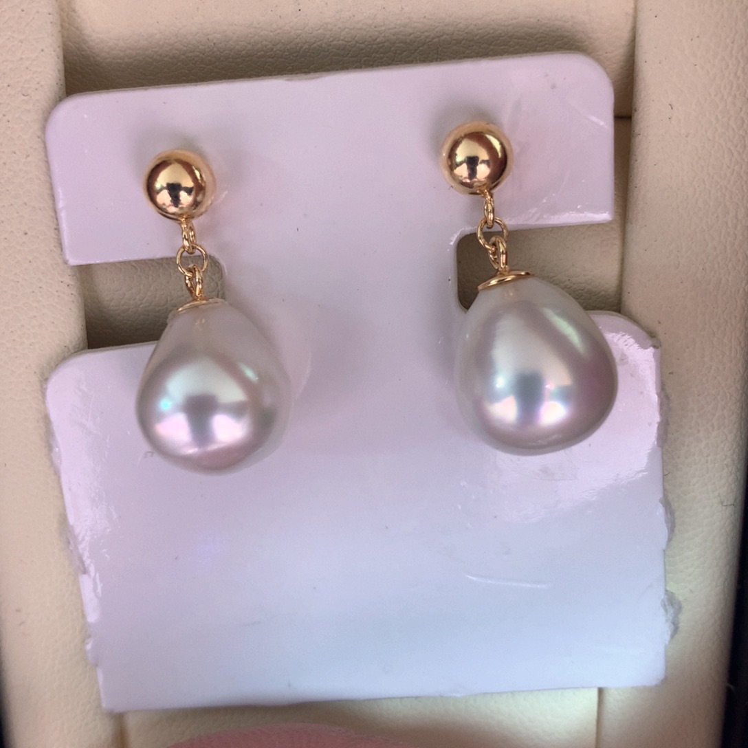 银S925镶嵌海水珍珠耳饰