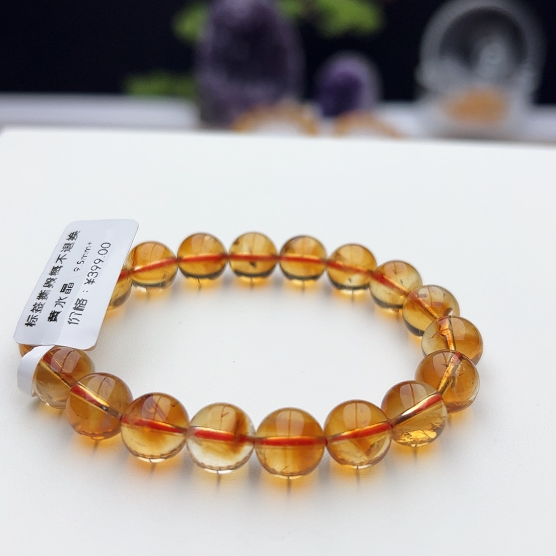 水晶手链未镶嵌黄塔晶9.5mm+