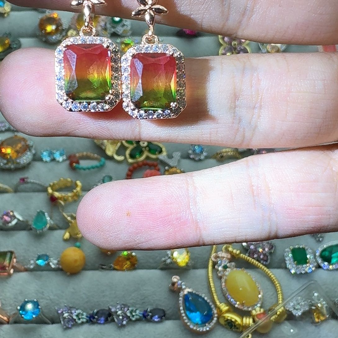 绿水晶戒指银S925镶嵌